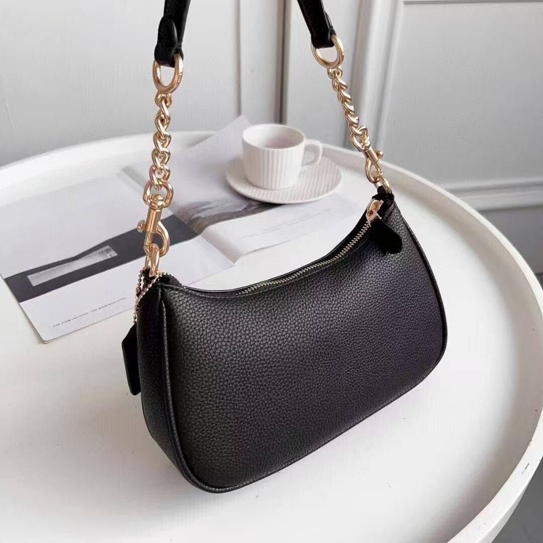 Coach Teri Shoulder Bag Refined pebble leather/Black Fast Shipping