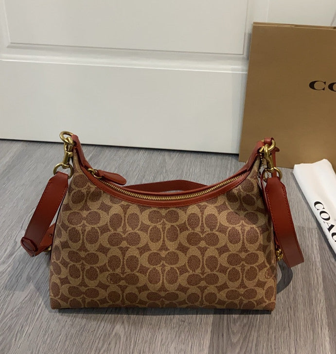 COACH Juliet Shoulder Bag In Signature Canvas CAM23 Tan Brown Outlet NEW