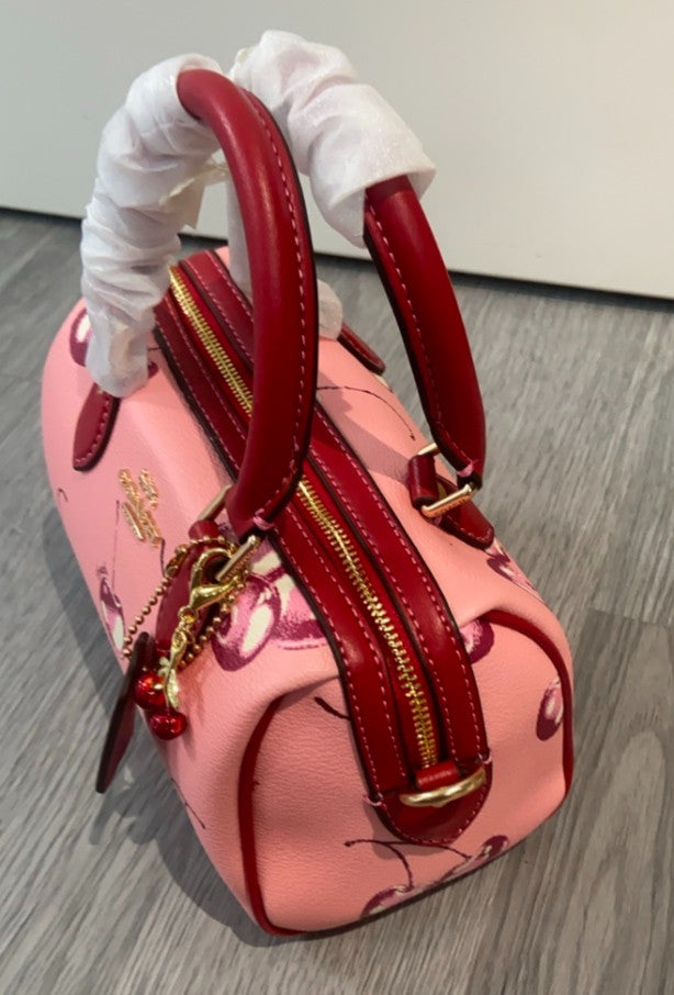COACH Mini Rowan Crossbody in Cherry Print  Flower Pink/Bright  CR245 Outlet NEW