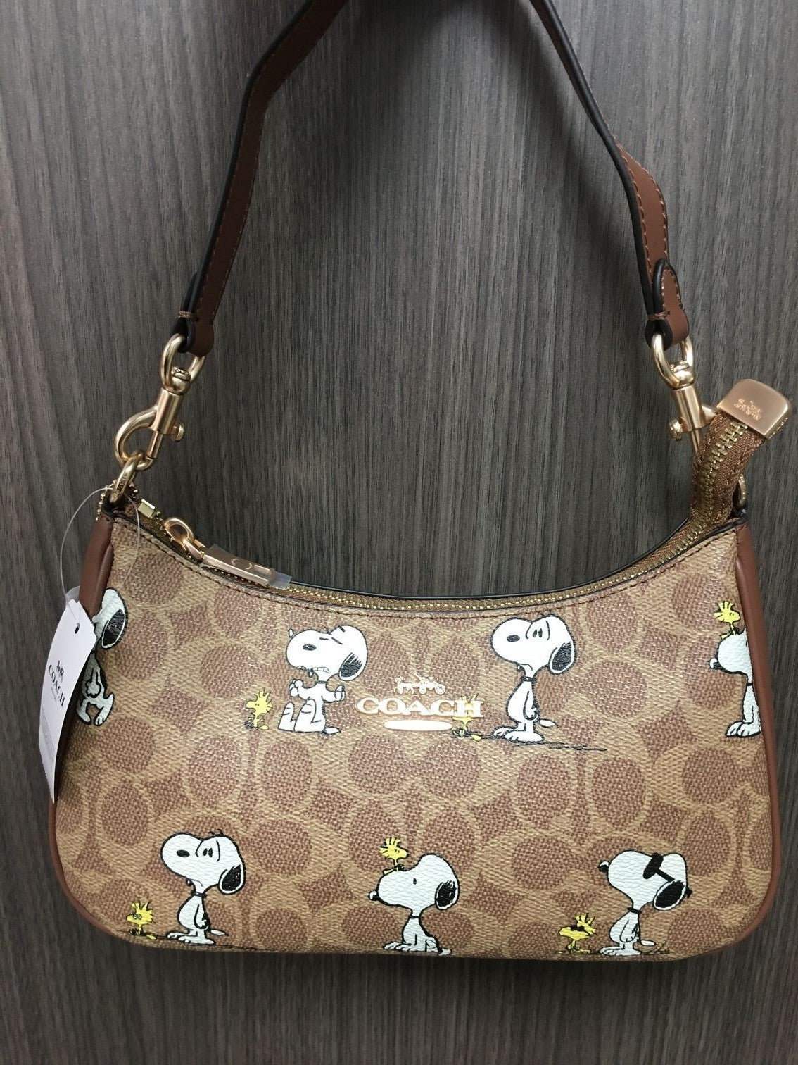 2025 COACH x PEANUTS Teri Shoulder Bag in Signature Canvas, Snoopy Print