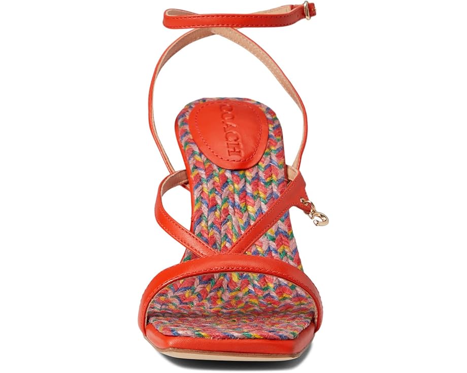 Women's COACH Kaia Leather Sandal  (Black, Carnation, Chalk, Red Orange)