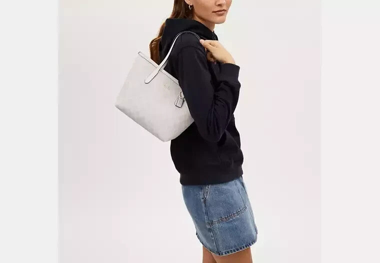 Coach Mini City Tote Signature Canvas CN733 Chalk Outlet NEW