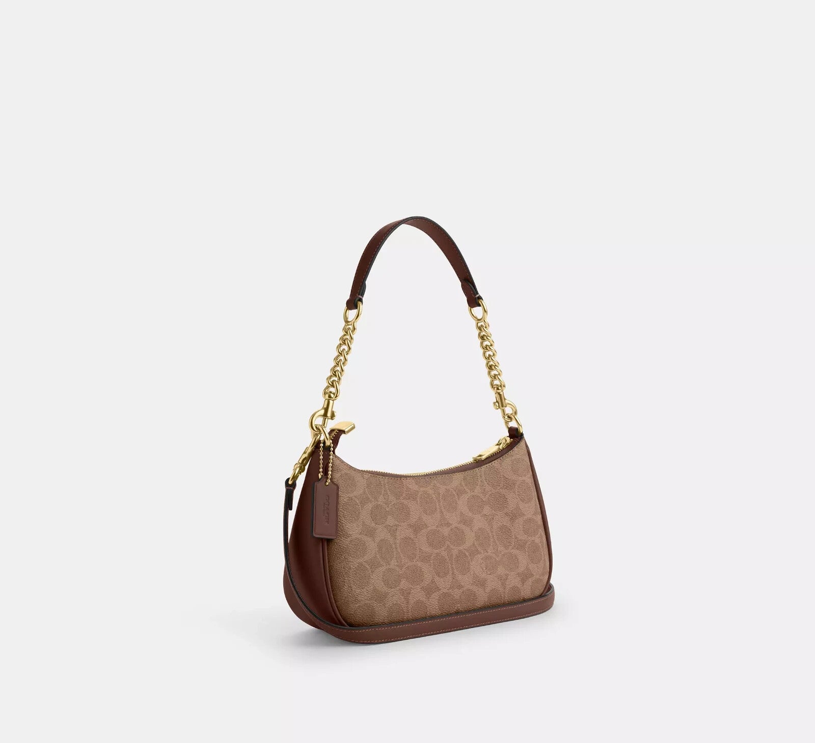 COACH Teri Shoulder Bag In Signature Canvas Gold/Tan/Brown New Fast Shipping
