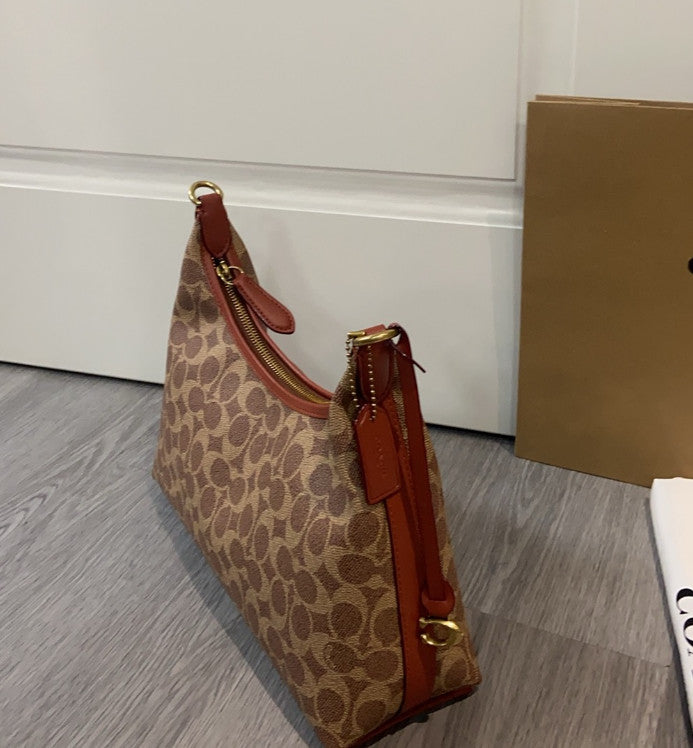 COACH Juliet Shoulder Bag In Signature Canvas CAM23 Tan Brown Outlet NEW