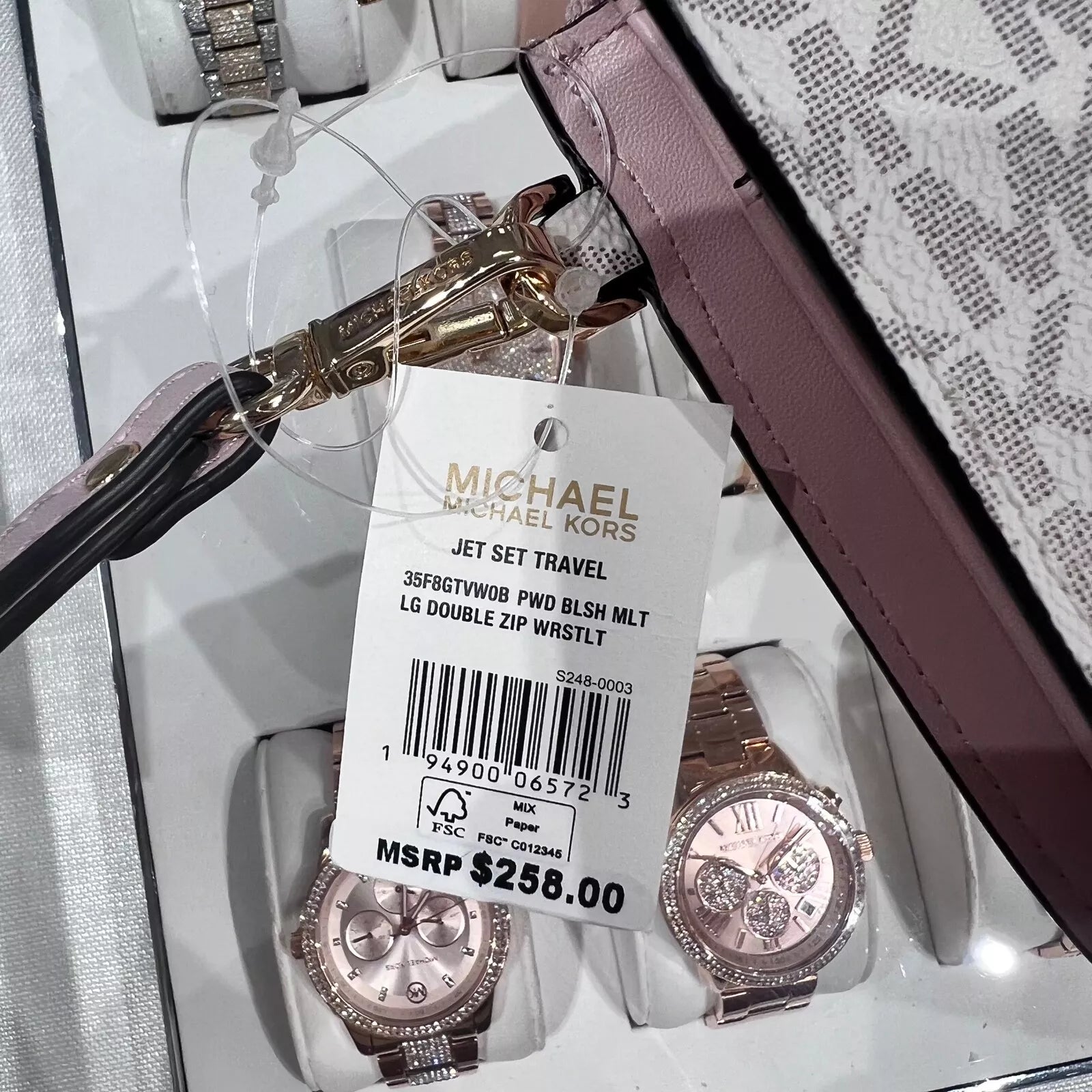Jet Set Travel Double Zip Wristlet — Powder Blush