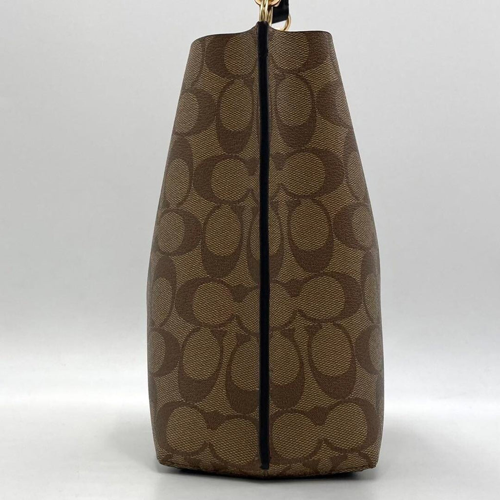 COACH Molly Bucket Bag 22 Signature Canvas Gold/Khaki/Black CA582 Outlet NEW