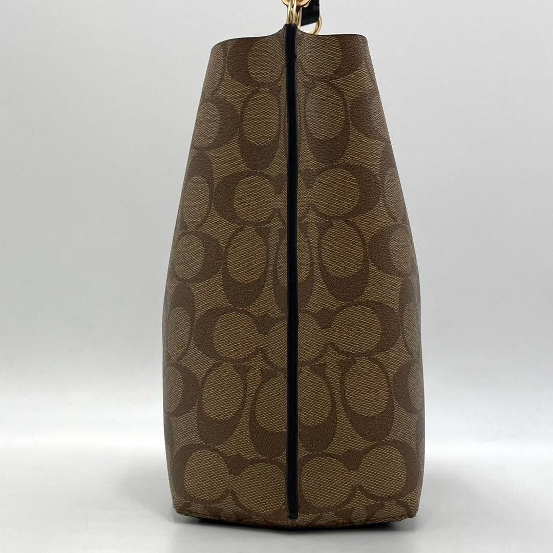 COACH Molly Bucket Bag 22 Signature Canvas Gold/Khaki/Black CA582 Outlet NEW
