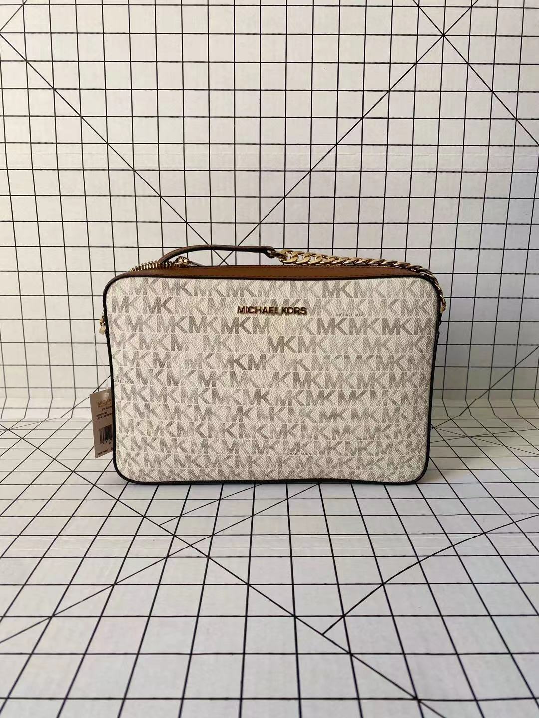 Michael Kors Jet Set Large East West Crossbody Signature Leather Bag Handbag