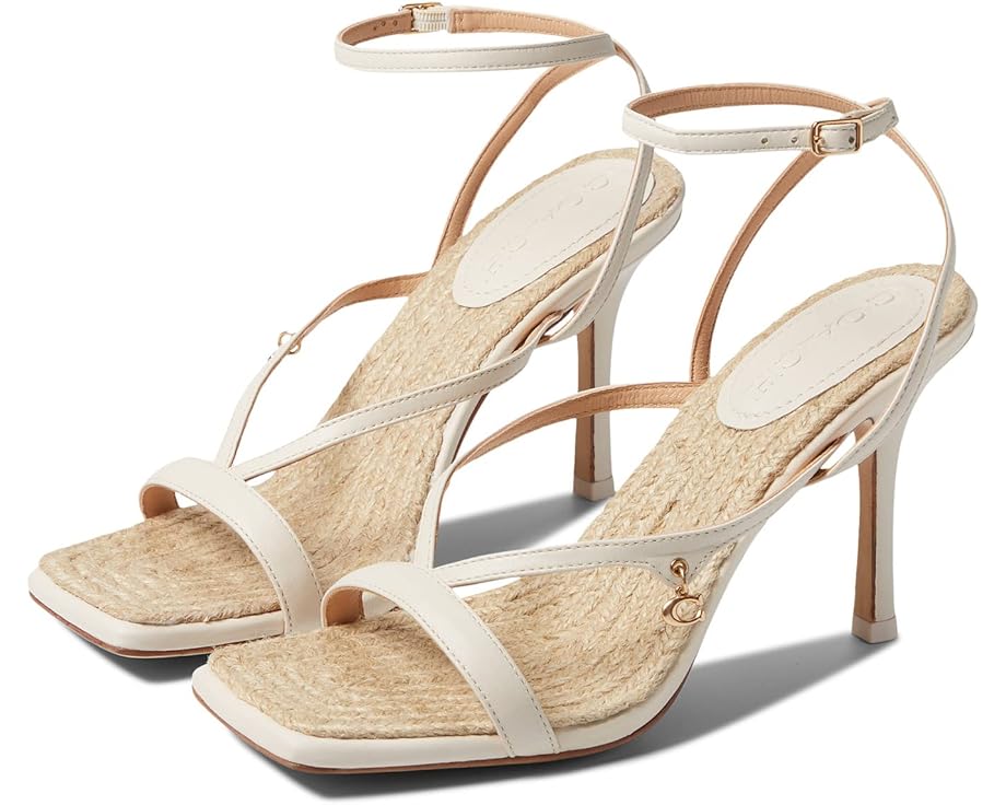 Women's COACH Kaia Leather Sandal  (Black, Carnation, Chalk, Red Orange)