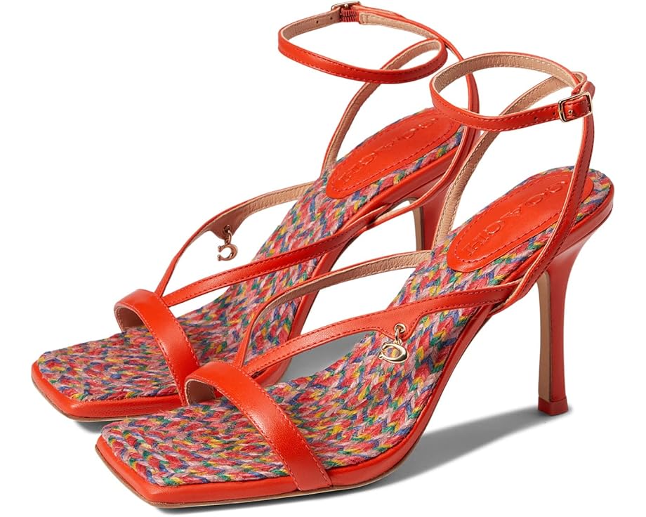 Women's COACH Kaia Leather Sandal  (Black, Carnation, Chalk, Red Orange)