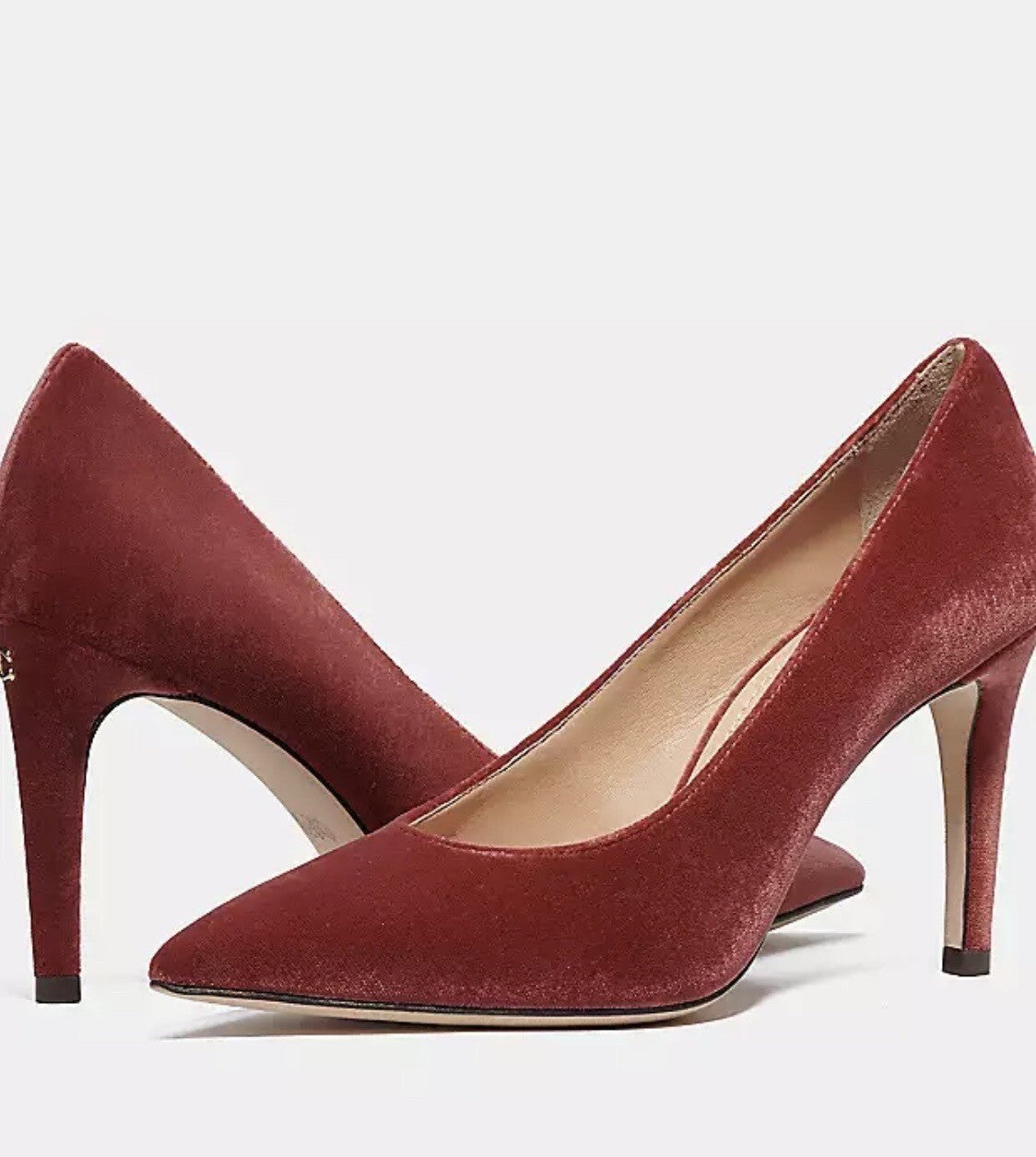 Coach Skyler Velvet Pump. Color Cherry Size 10B. NIB