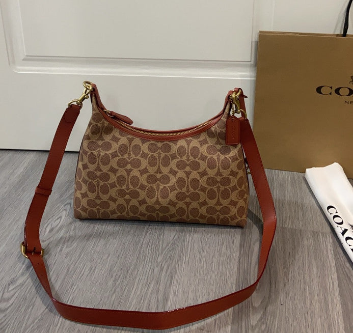COACH Juliet Shoulder Bag In Signature Canvas CAM23 Tan Brown Outlet NEW
