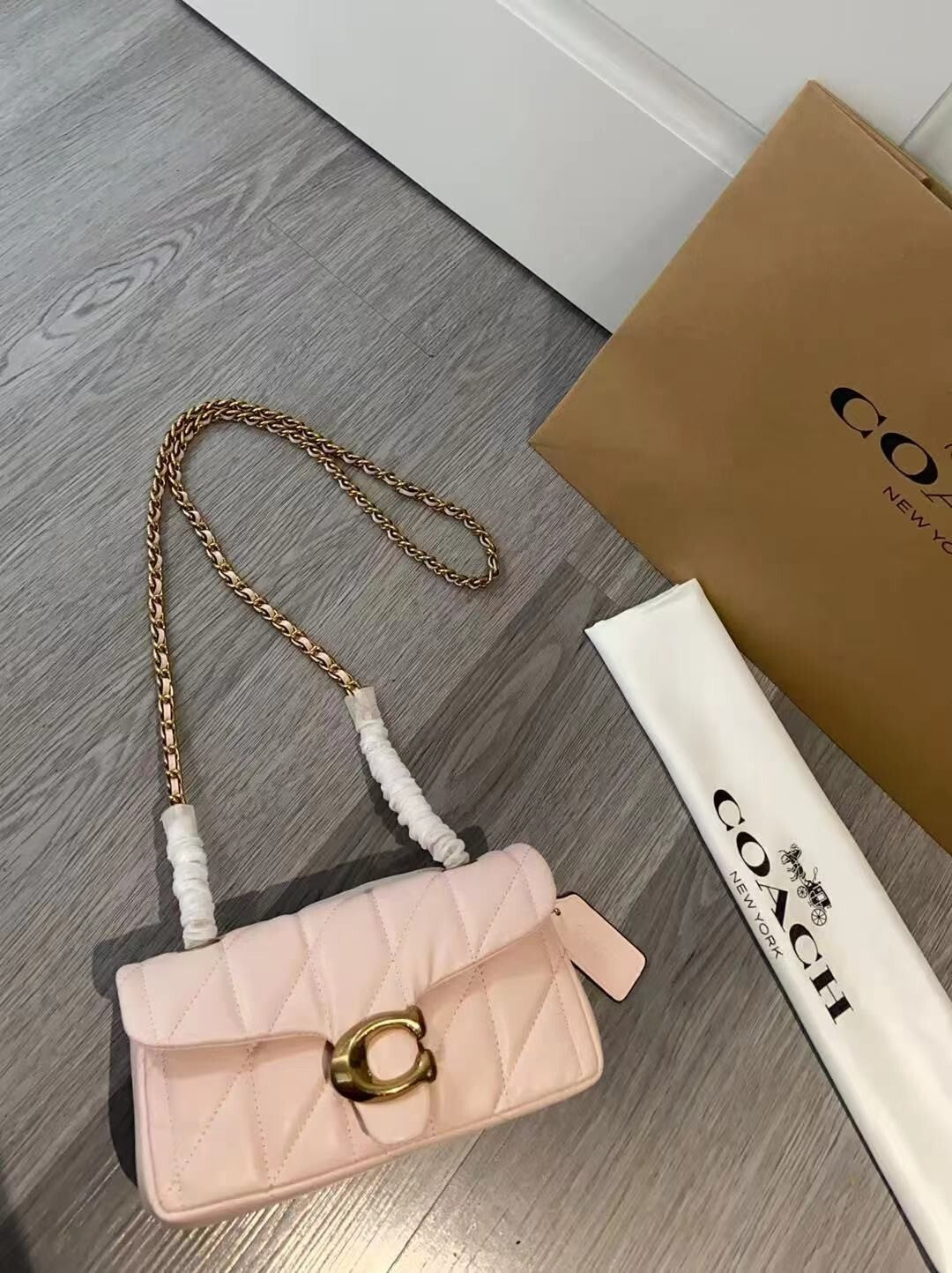 COACH Tabby Shoulder Bag 20 Quilting Nappa Leather CP149 Pink Gold Outlet NEW