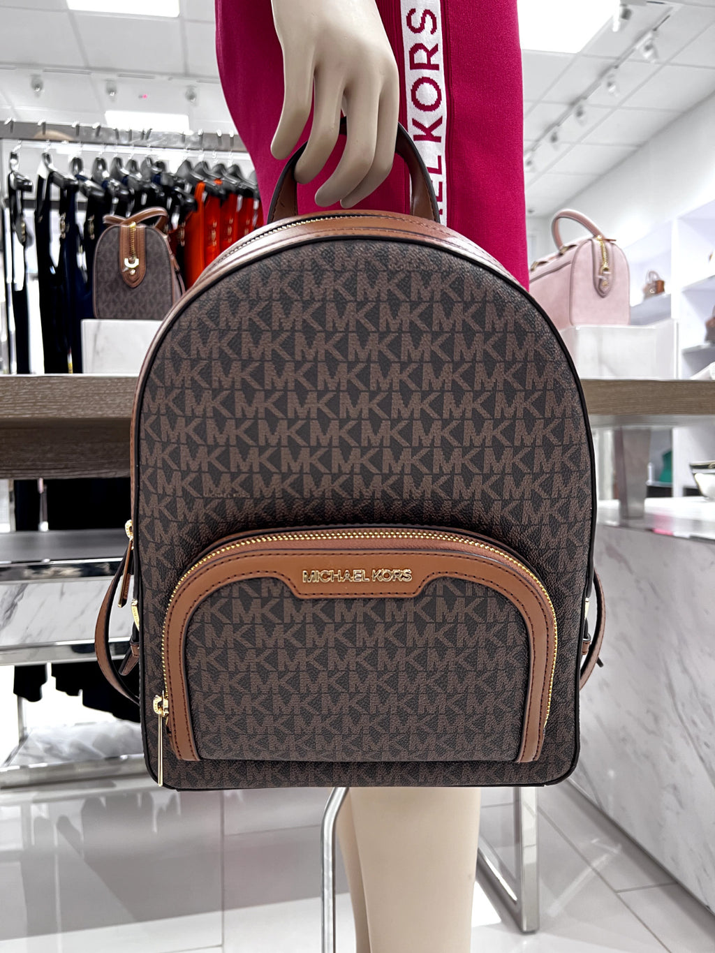 MICHAEL KORS JAYCEE MEDIUM ZIP POCKET BACKPACK BAG Brown