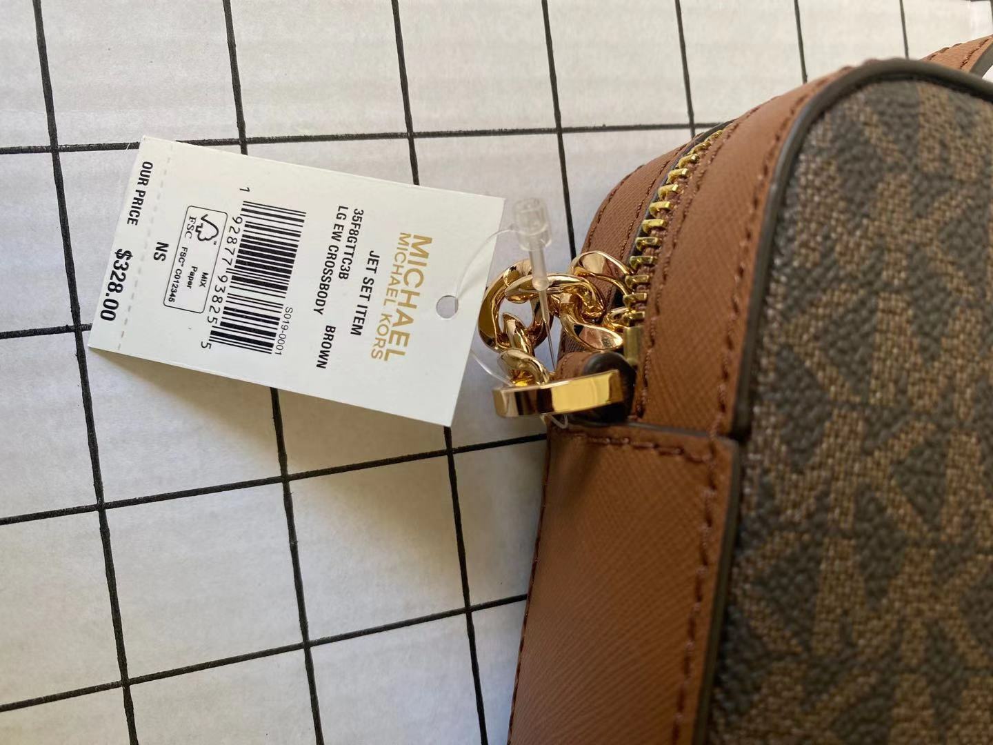 Michael Kors Jet Set Large East West Crossbody Signature Leather Bag Handbag