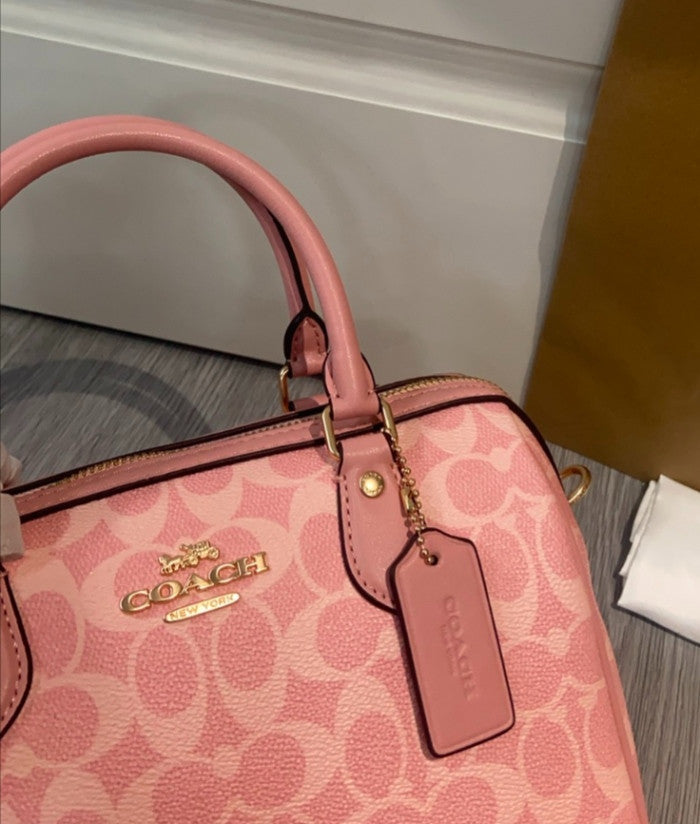 COACH  Roan Satchel Bag Signature Canvas Powder Pink CV961 Outlet NEW
