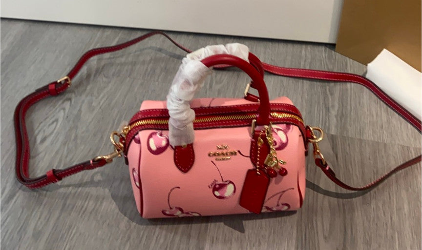 COACH Mini Rowan Crossbody in Cherry Print  Flower Pink/Bright  CR245 Outlet NEW