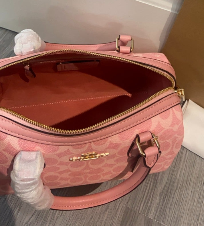 COACH  Roan Satchel Bag Signature Canvas Powder Pink CV961 Outlet NEW