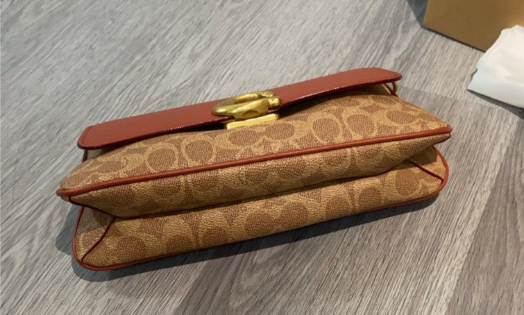 COACH Jet Shoulder Bag In Signature Canvas Tan Caramel CBA83 Outlet NEW
