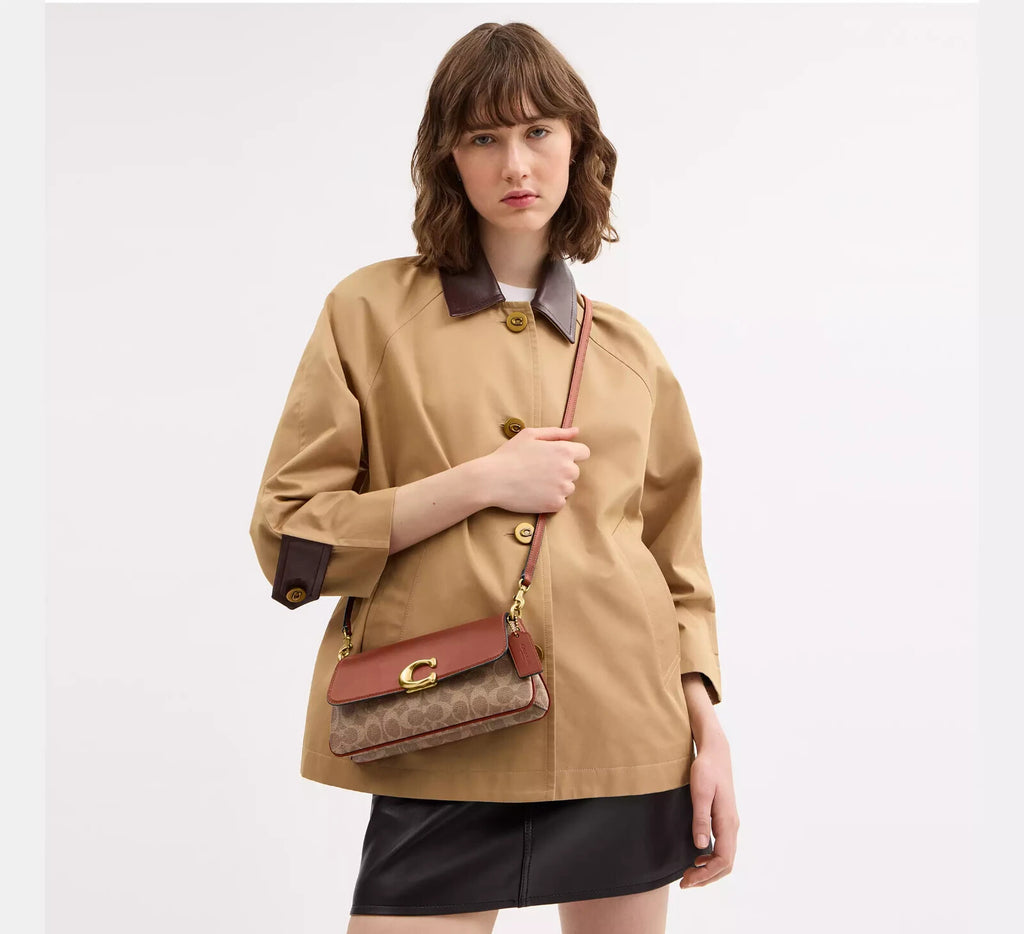 COACH Jet Shoulder Bag In Signature Canvas Tan Caramel CBA83 Outlet NEW