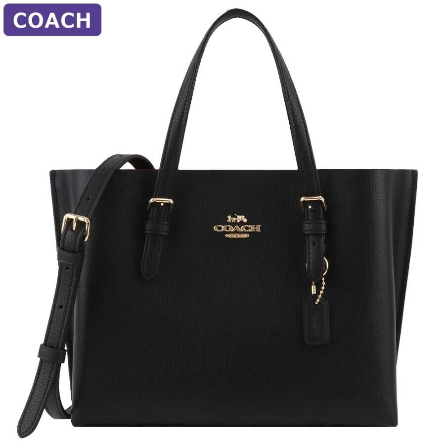 COACH Mollie Tote 25 Shoulder Bag C4084 Black True Red Outlet New