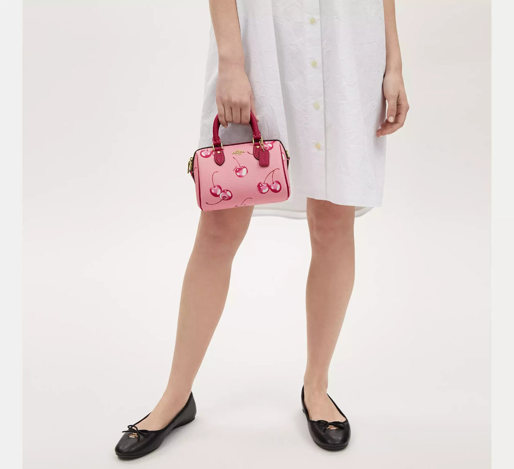 COACH Mini Rowan Crossbody in Cherry Print  Flower Pink/Bright  CR245 Outlet NEW