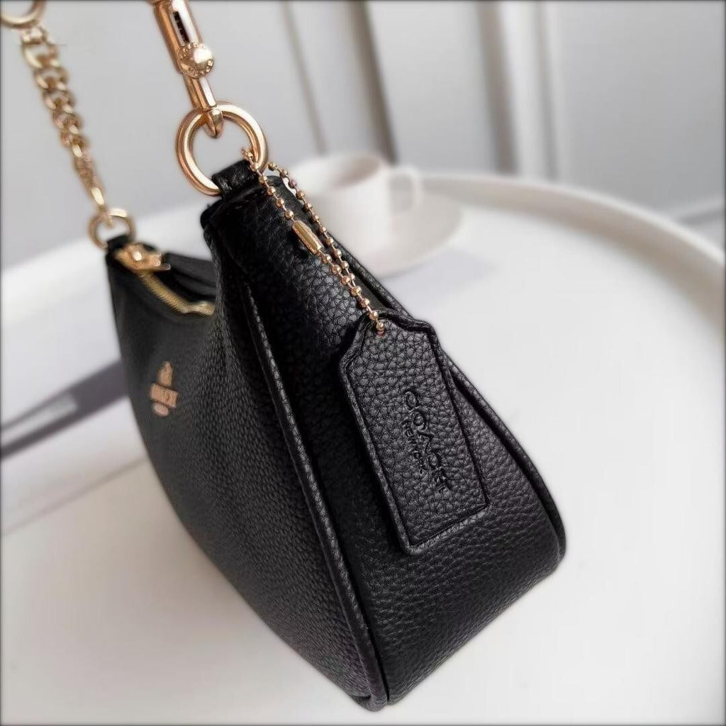 Coach Teri Shoulder Bag Refined pebble leather/Black Fast Shipping