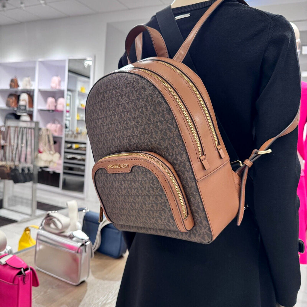MICHAEL KORS JAYCEE MEDIUM ZIP POCKET BACKPACK BAG Brown