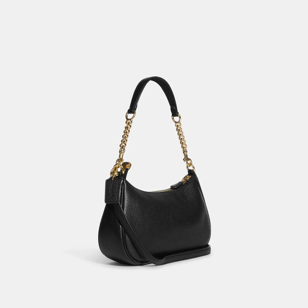 Coach Teri Shoulder Bag Refined pebble leather/Black Fast Shipping