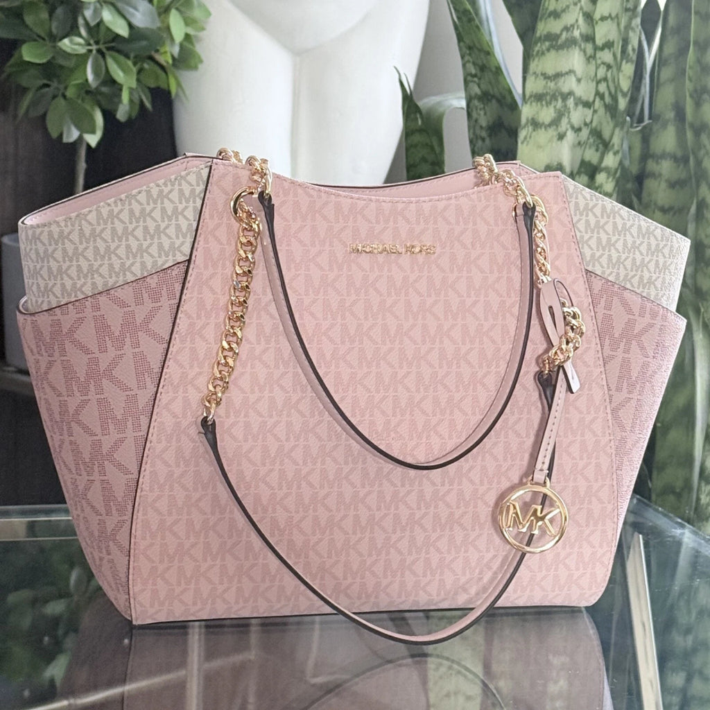 Jet Set Travel Chain Tote + Wallet Set — Powder Blush