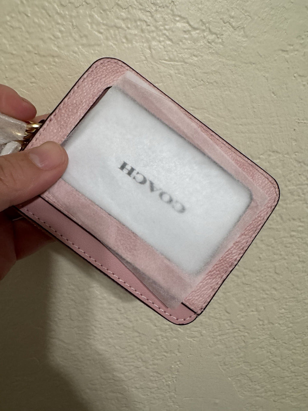 NWT Coach Zip Card Case In Signature Canvas CW883 POWDER PINK