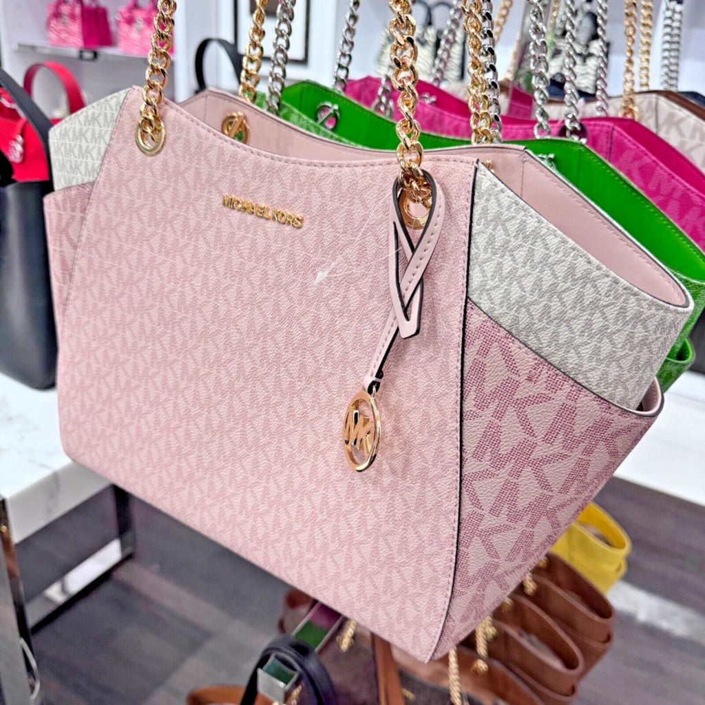 Jet Set Travel Chain Tote + Wallet Set — Powder Blush