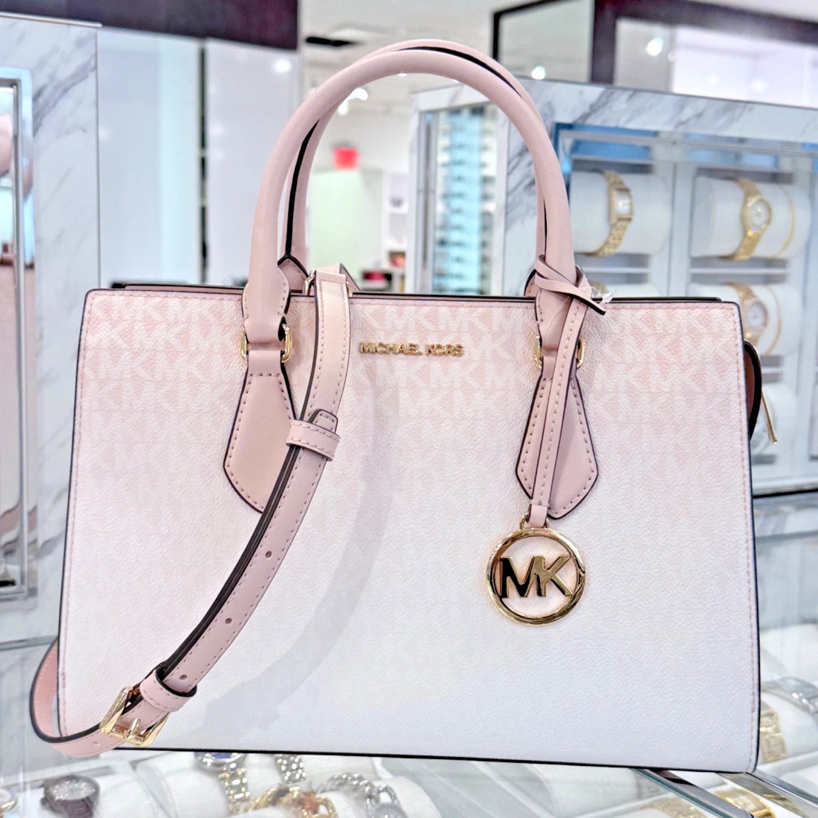 Sheila Medium Satchel Crossbody — Powder Blush