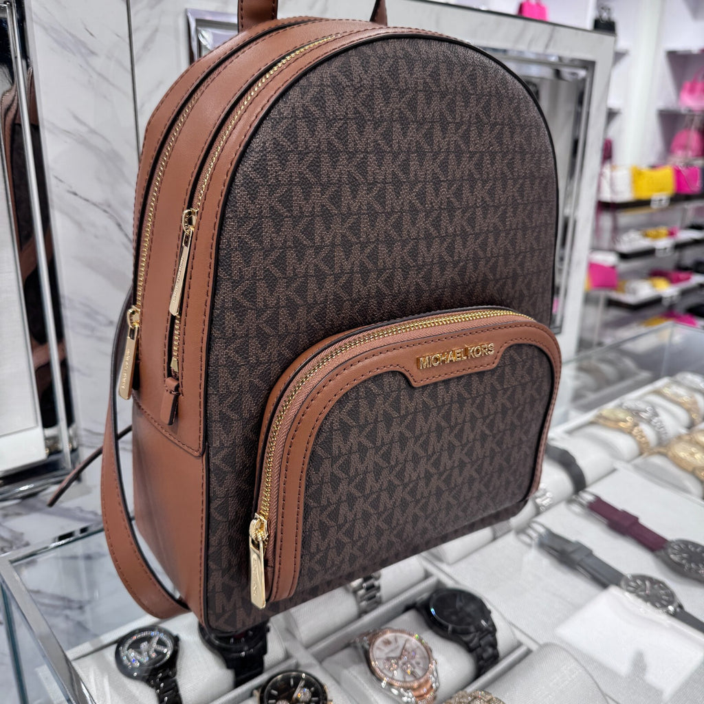 MICHAEL KORS JAYCEE MEDIUM ZIP POCKET BACKPACK BAG Brown