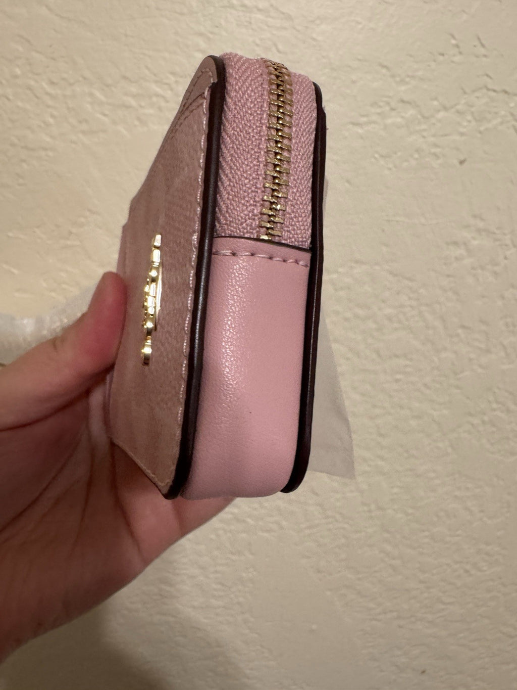 NWT Coach Zip Card Case In Signature Canvas CW883 POWDER PINK