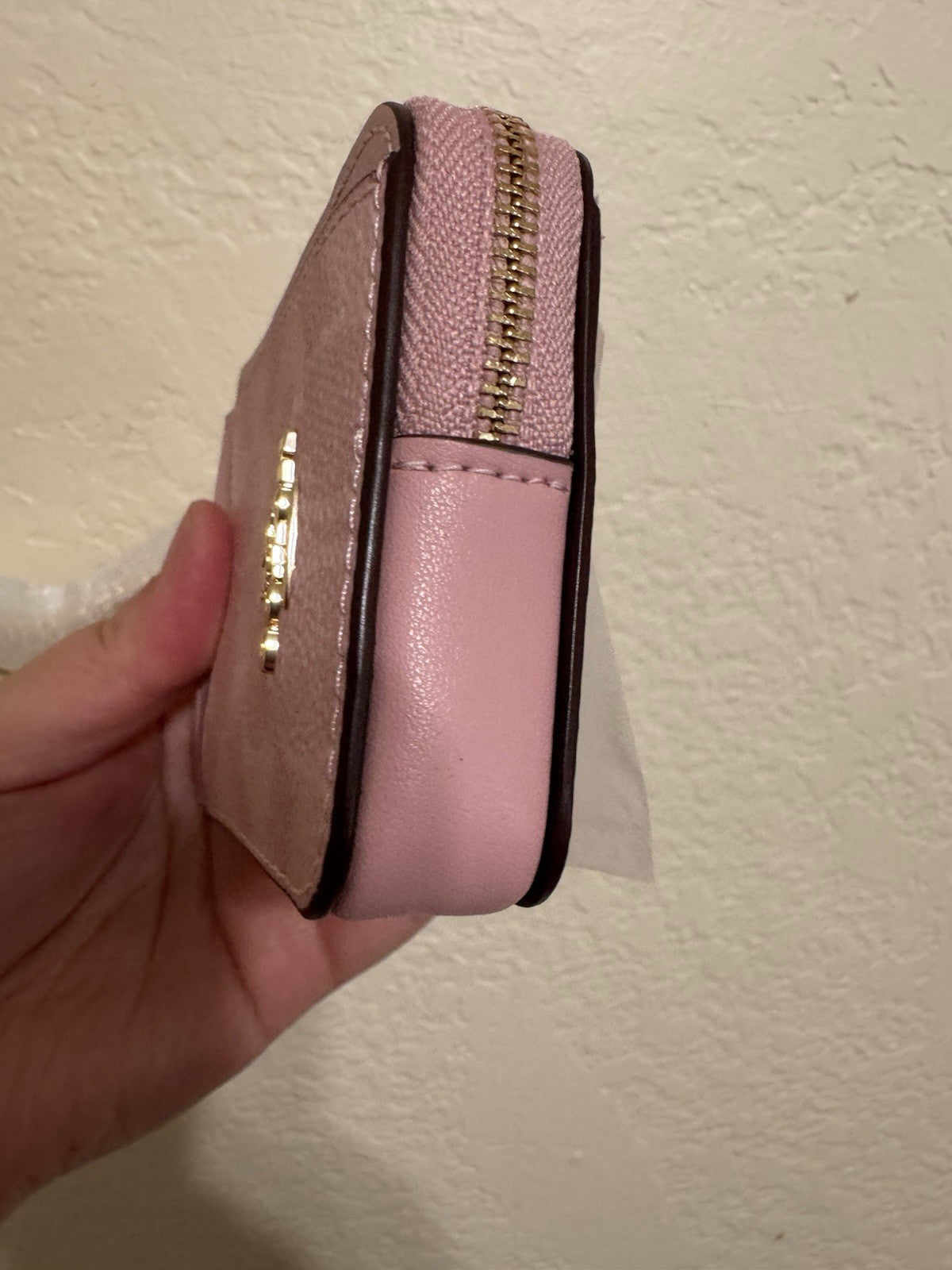 NWT Coach Zip Card Case In Signature Canvas CW883 POWDER PINK