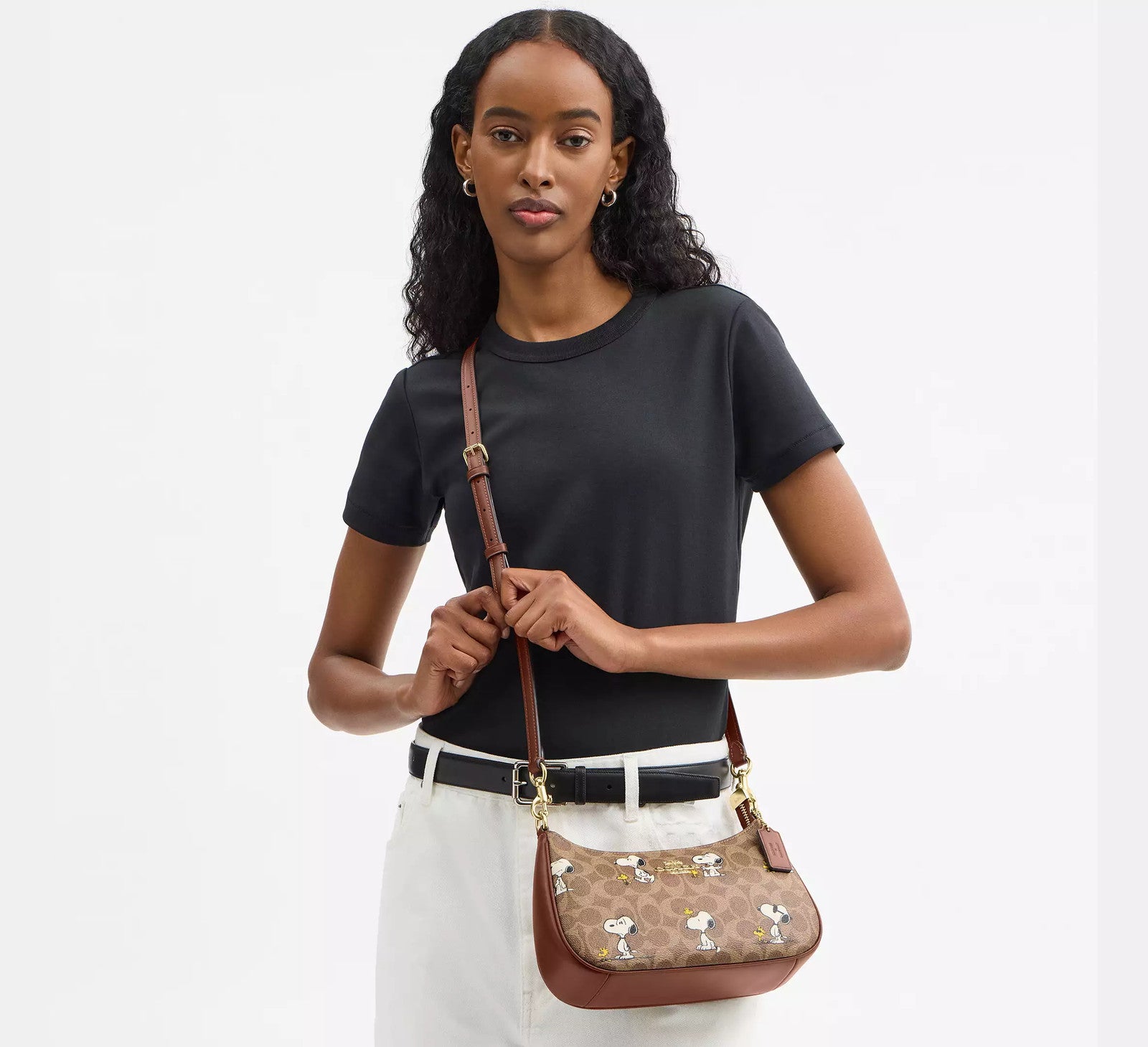 2025 COACH x PEANUTS Teri Shoulder Bag in Signature Canvas, Snoopy Print
