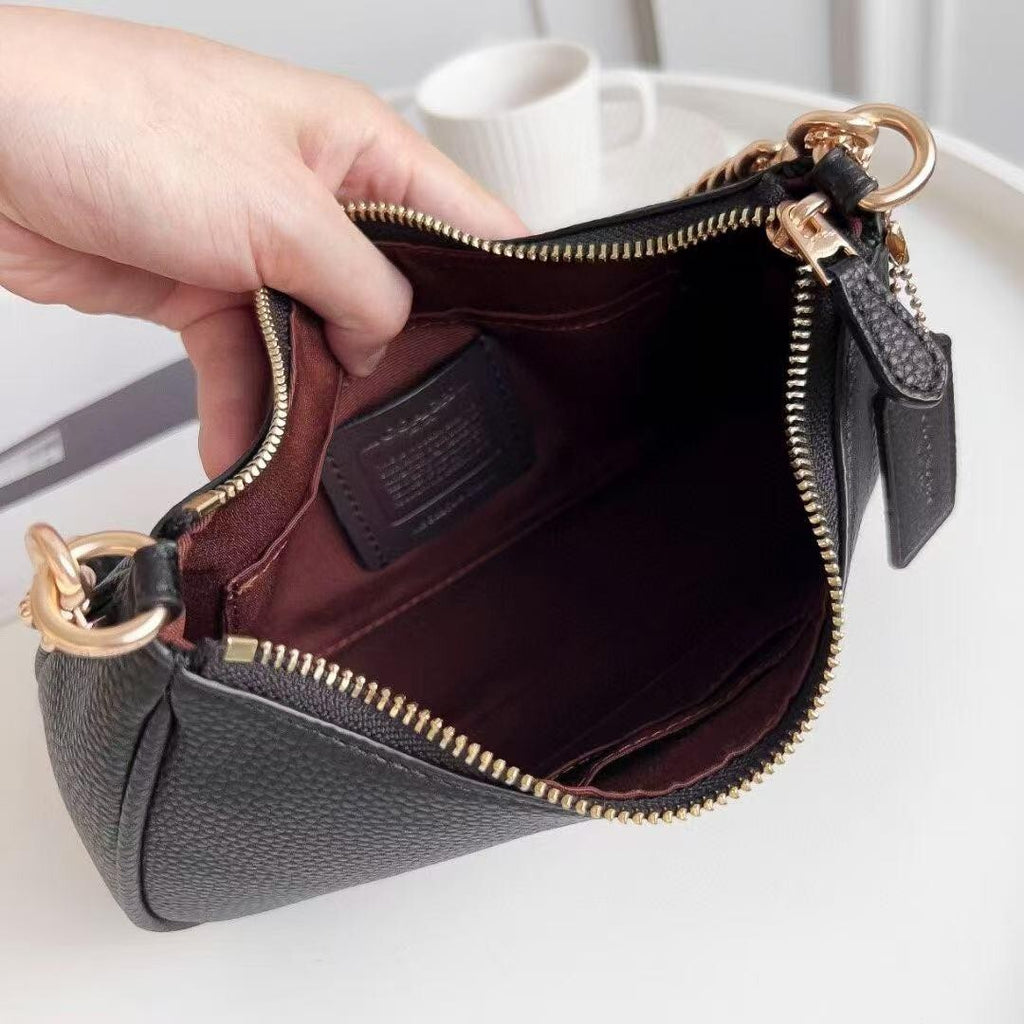 Coach Teri Shoulder Bag Refined pebble leather/Black Fast Shipping