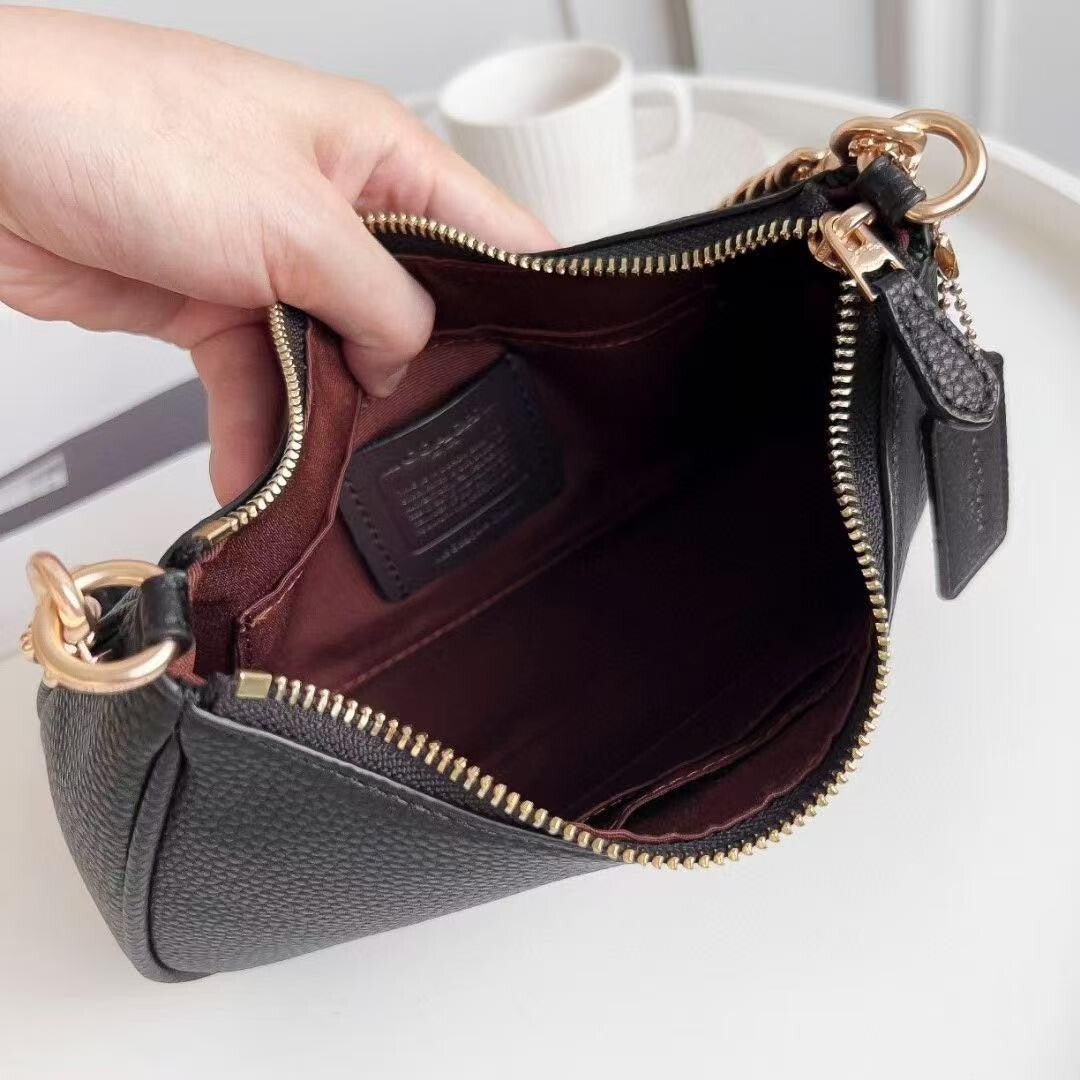 Coach Teri Shoulder Bag Refined pebble leather/Black Fast Shipping