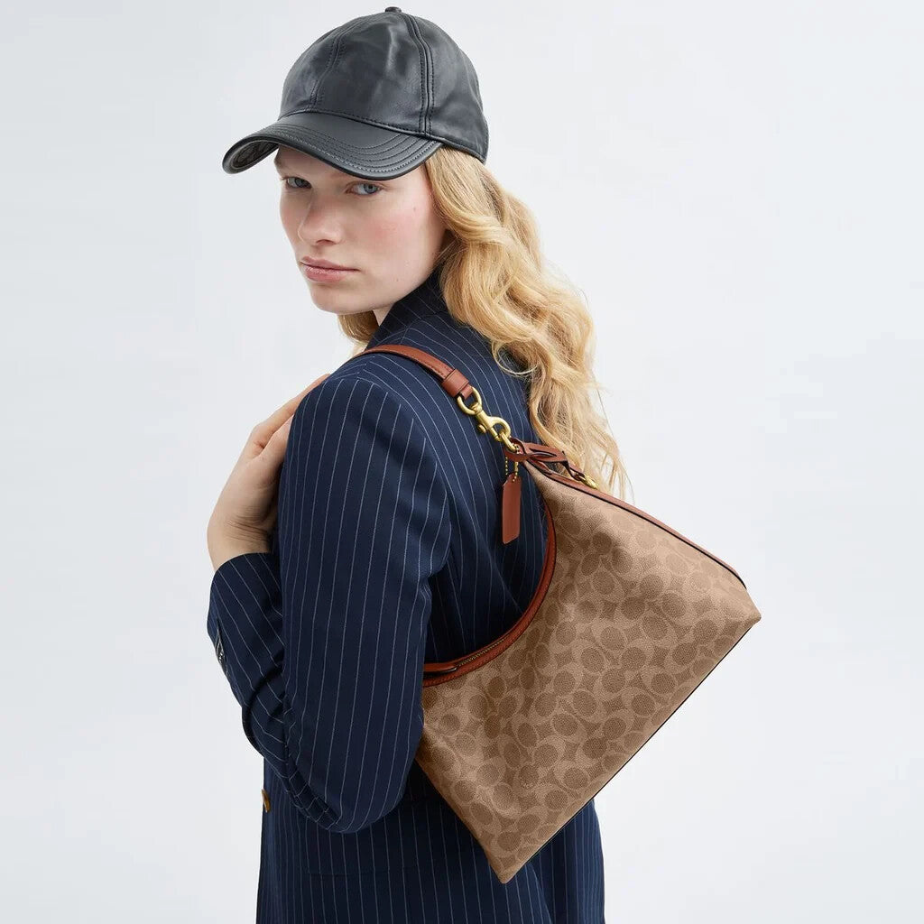 COACH Juliet Shoulder Bag In Signature Canvas CAM23 Tan Brown Outlet NEW