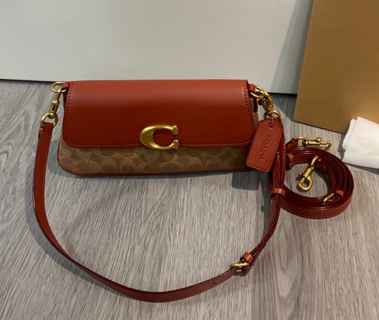 COACH Jet Shoulder Bag In Signature Canvas Tan Caramel CBA83 Outlet NEW