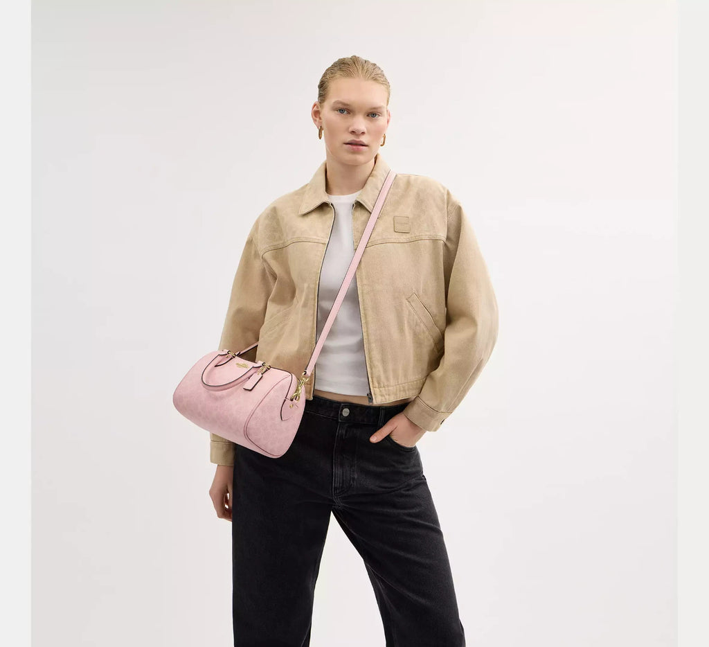 COACH  Roan Satchel Bag Signature Canvas Powder Pink CV961 Outlet NEW