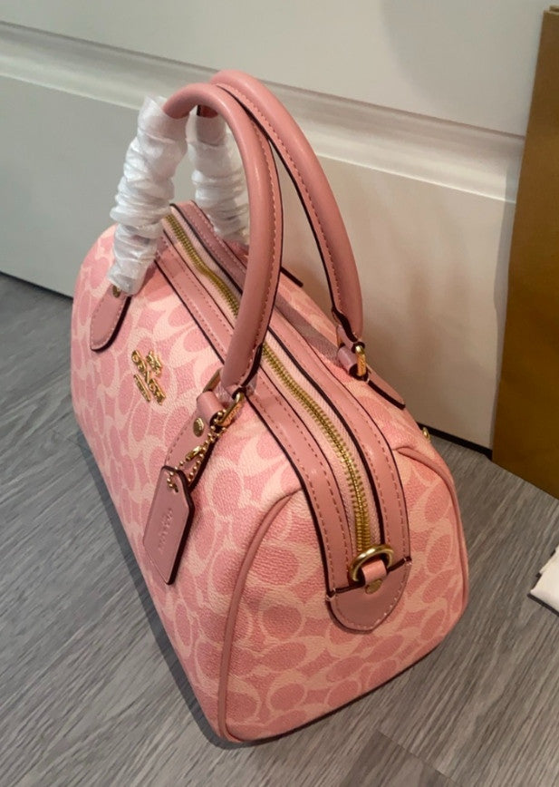COACH  Roan Satchel Bag Signature Canvas Powder Pink CV961 Outlet NEW