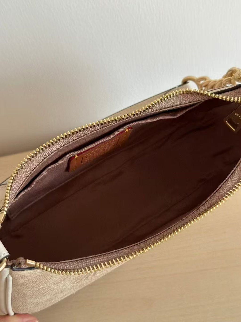 COACH Teri Shoulder Bag In Signature Canvas Gold/Sand/Chalk New Fast Shipping