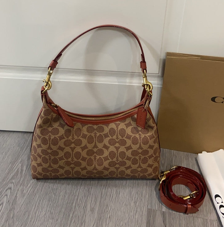 COACH Juliet Shoulder Bag In Signature Canvas CAM23 Tan Brown Outlet NEW