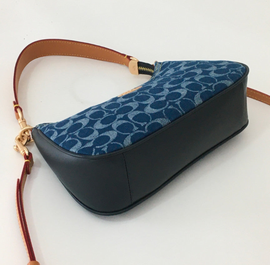COACH Teri Shoulder Bag Signature Denim Denim/Natural CAF82 Outlet NEW