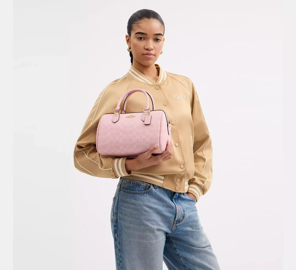 COACH  Roan Satchel Bag Signature Canvas Powder Pink CV961 Outlet NEW