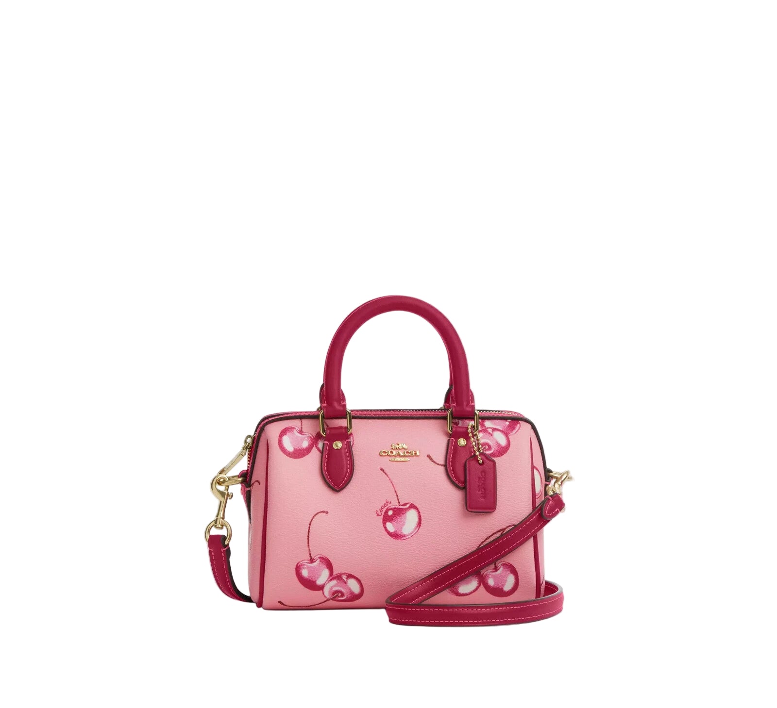 COACH Mini Rowan Crossbody in Cherry Print  Flower Pink/Bright  CR245 Outlet NEW