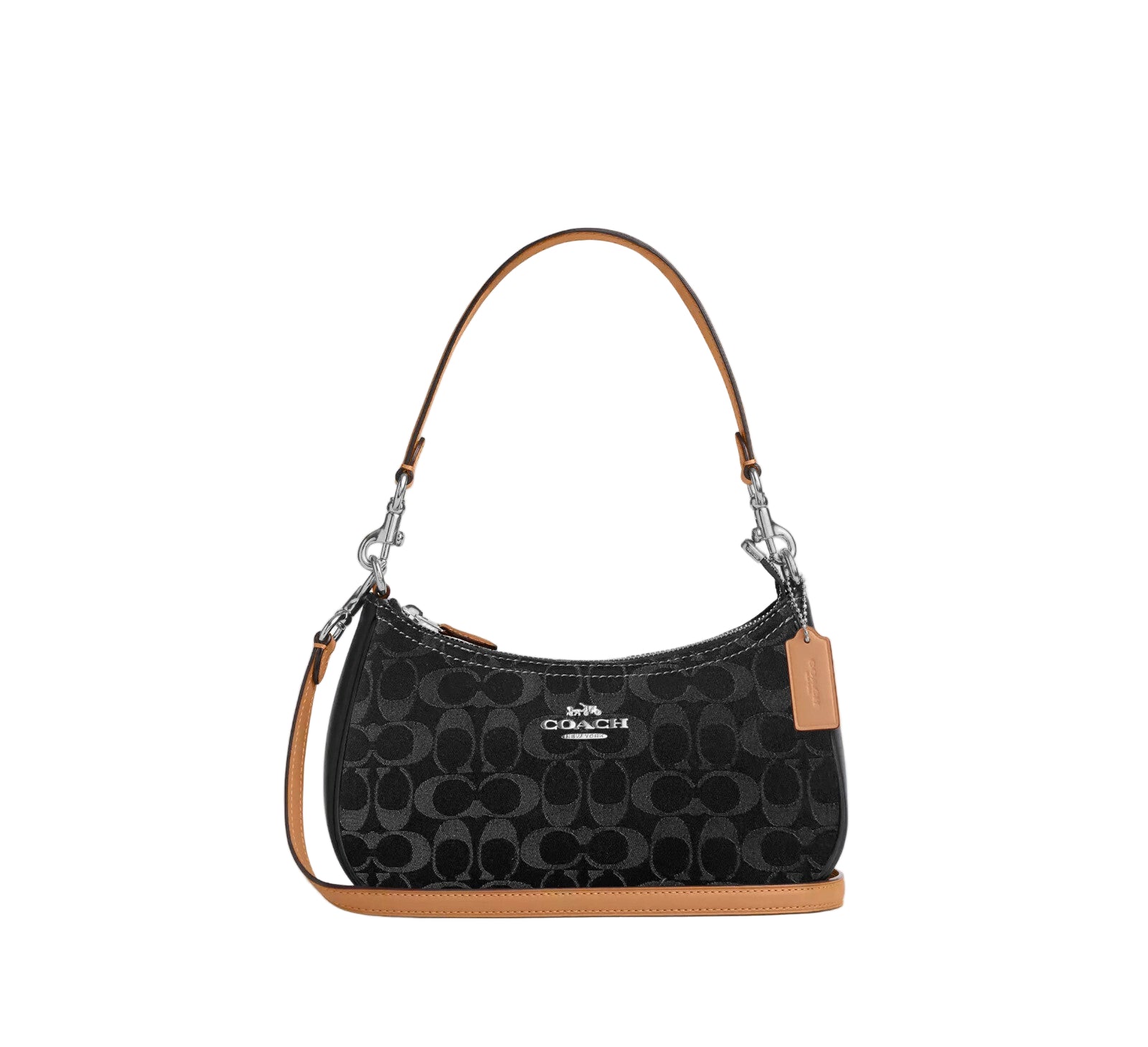 COACH Teri Shoulder Bag In Signature Denim/Silver/Black New Fast Shipping