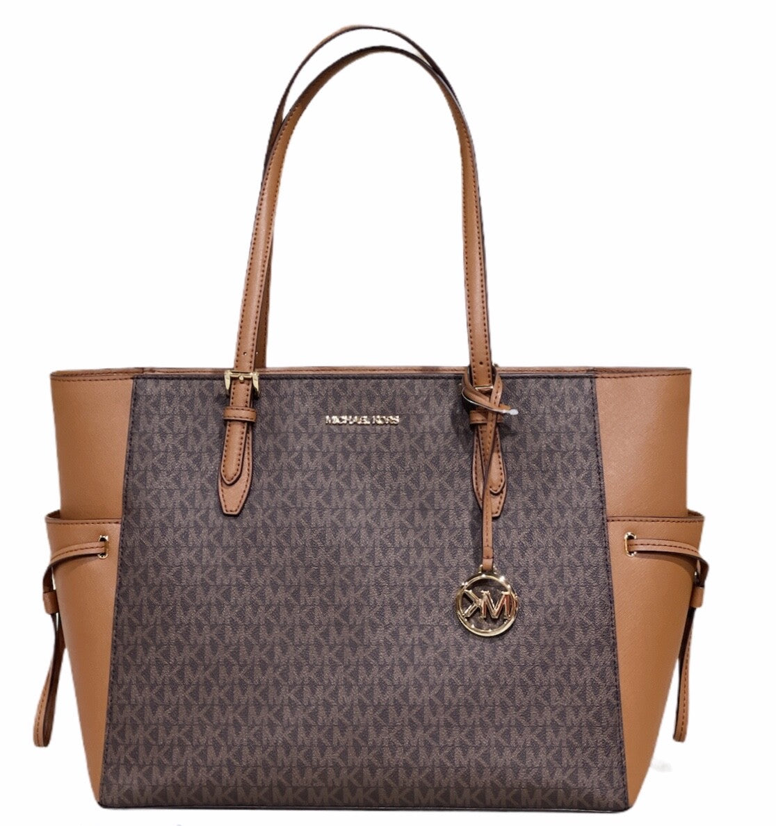 Michael Kors Gilly Jet Set Travel Large Drawstring Top Zip Tote Signature MK